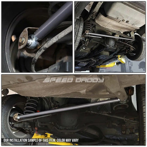 Heavy Duty Adjustable Panhard Bar For Camaro Firebird F Body Rear Suspension Tuning Matte Black Dom Steel With Chromoly Adapters visible under car.
