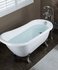 Heavy Duty Acrylic Clawfoot Bathtub Featuring Fly Slipper Contour And Straight Up Brushed Nickel Fixtures Complete No Stress All In One Luxury Home Soak Package.