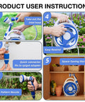 Product instructions for Retractable Garden Hose Reel With 10 Patterns Spray Nozzle, 50Ft Auto Wind Up Hose Holder.