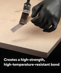 Applying Neutral contact adhesive 30NF for laminate, foam, wood, plywood and canvas with a brush on panel surface