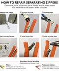 Go To Zipper Repair Kit For Hoodies, Jeans And Handbags With 11 Metal Sliders, 4 End Stops, 6 Top Stops, Easy Zipper Pull Replacement