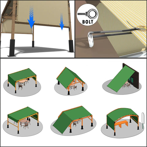 8x16 Outdoor Pergola Shade Cover Replacement Canopy With 90% UV Block Breathable Sun Shade Cloth For Patio Porch Backyard Deck Garden Wind Resistant Waterproof Fade Resistant Heavy Duty Fabric In Grey Custom Sizes installation examples and hardware