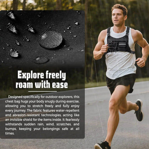 Outdoor Chest Bag For Men With Built In Phone Holder, Lightweight EDC Chest Pack For Workouts, Running, Cycling, Hiking
