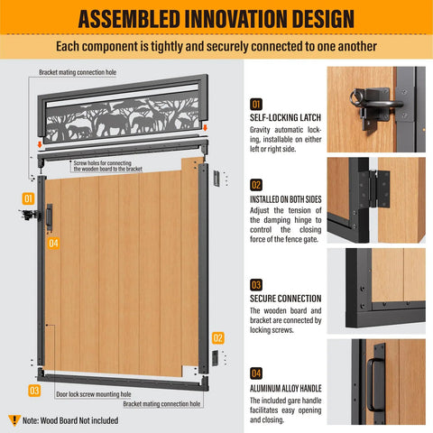 Heavy Duty Fence Gate Frame Kit With Anti Sag Design And All Weather 201 Stainless Steel Build For Backyards Left Or Right Setup, showing design details.