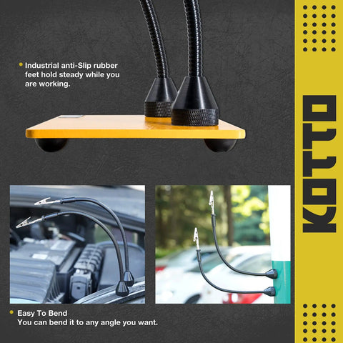 Third Hand Soldering Tool With Four Magnetic Gooseneck Arms And Stainless Clips, weighted base and anti-slip feet demo