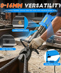 Heavy Duty 1400W Electric Hydraulic Rebar Bender For 10-16mm Steel Bars in use, showcasing adjustable features and grip on steel bars.