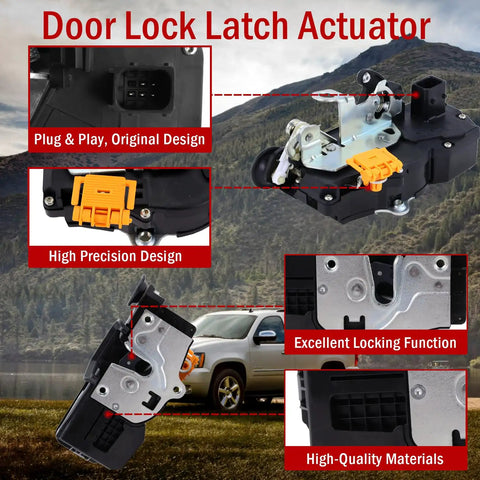 Rear Left Driver Side Door Lock Latch Actuator Replacement 931 108 Fits Cadillac Escalade Avalanche Silverado Suburban 2007 2014 Models For Quick No Fuss Secure Entry, black plastic and metal plug-in unit