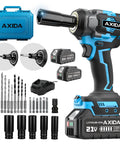 Cordless Impact Wrench Brushless Motor Brings Badass 480 Ft Lbs Torque And 3500 Rpm Speed With A Tough 1/2 Inch Drive set with battery and accessories.