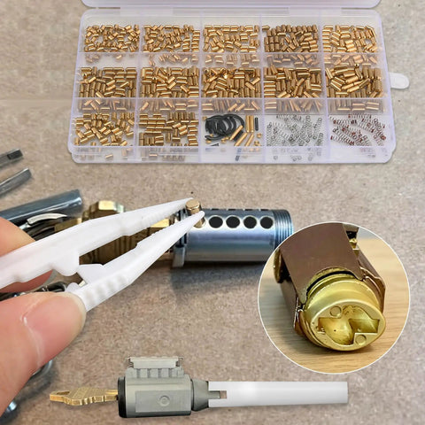 Keyway Rekey Kit For Home Security And Door Locks, 500 Plus Pieces Complete DIY Lock Rekeying Set with pins and tools