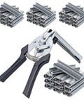 Type M Hog Nail Ring Pliers Kit With 2400 M Clips For Fence Fastening, Animal Cages, Upholstery, And Wire Cage Installation