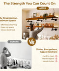 Woman organizing with Industrial Pipe Shelf Brackets 6.7 Inch Set Of 6 Iron L Pipe Shelving Wall Floating Brackets