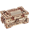 Enigma Chest 3D Wooden Puzzle Box For Adults To Build Natural Wood Escape Room Challenge With 504 Pieces No Glue Required Codes And Secret Locks Stress Relief Brain Teaser, angled view