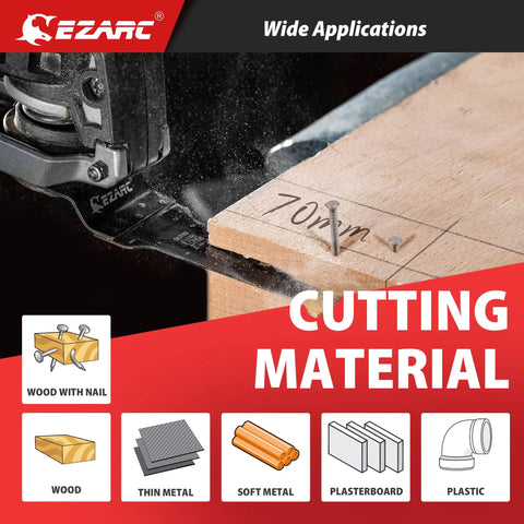 Titanium Oscillating Saw Blades Set For Metal Wood Nails Screws And Plastic Extra Long Two And Three Quarter Inch Reach Flush Cut Multitool Blades Three Pack Ideal For Tight Spaces And Long Reach Cuts cutting material usage