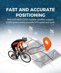 Cyclist using GPS Bike Computer With Wireless Cadence And Power Sensor Support 2.6 Inch Auto Backlight Display Bluetooth 5.0 ANT Plus