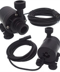 Smooth Operator DC 12V Solar Hot Water Circulation Pump with brass fittings and ETL adapter, view of pump assembly and power cord.