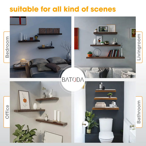 Heavy Duty Eight Inch Floating Shelf Brackets With Hidden Steel Supports Hella Sturdy Pack Of Six Wall Mount Hardware For Modern Home Decor Rock Solid Build No Sweat Install For Stud Or Brick