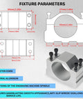 Aluminum clamp mount dimensions and features for Beefy Air Cooled DC Brushless Spindle Motor Kit For CNC Router