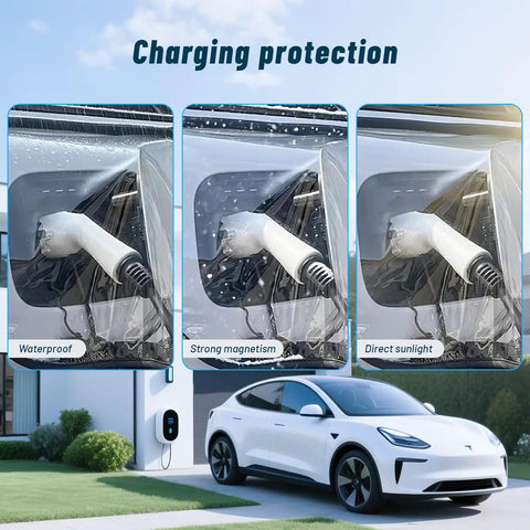 Heavy Duty Magnetic EV Charger Port Cover Waterproof Seal For Steel Electric Vehicles blocks rain and snow during charging.