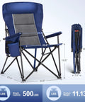 Big Folks Friendly Oversized Camping Chair Heavy Duty 500 Lb Capacity High Back Portable Collapsible Seat With Cup Holder