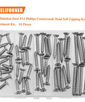Workhorse Gauge 12 Wood Screws Assortment Kit, 54 Piece 304 Stainless Steel Phillips Countersunk Fasteners displayed in a clear case.
