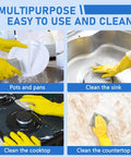 Heavy Duty Non Scratch Steel Wool Dishcloths And Scrubber Pads Kitchen Cleaning Set in use for cleaning pots and pans.