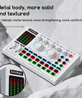 Live Sound Card With Lit RGB Lighting Effects Noise Reduction And Pro Audio Mixer Metal Body And Indicator Panel