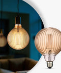 4W Dimmable Amber Globe LED Bulb With Squirrel Cage Filament, G125 Edison Style, E26 Medium Base, 2200K Warm Ambient Lighting