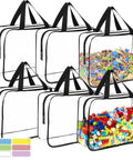 Six Pack Large Clear PVC Toy Storage Bags With Labels, Reusable Board Game Organizer, Waterproof Travel Zipper Bags for toys