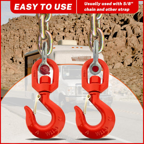 3 Ton Swivel Lifting Hook and D Ring Shackle Set With G80 Chain Hooks and Five Eighths Inch Shackle against rocky backdrop