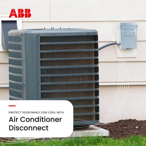 Weatherproof fused AC disconnect switch 30A 240V single-unit 1-phase NEMA 3R next to HVAC system