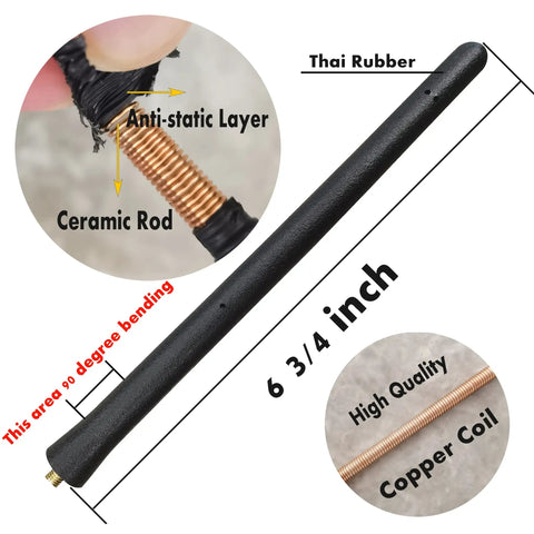 Six And Three Quarters Inch Rubber Antenna Replacement With Copper Coil For Ford Explorer 2011 To 2019 detail view
