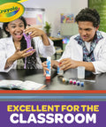 Kids using Color Chemistry Kit With 50 Experiments For Kids STEM Science Toy For Boys And Girls Ages 7 8 9 in classroom.