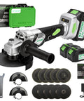 Heavy Duty Cordless Angle Grinder With Brushless Motor And 125mm Discs Featuring Three Speed Settings for cutting metal and stone.