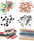 Massive 1400Pcs Electronics Component Assortment Kit for DIY Projects with assorted LEDs, diodes, resistors, capacitors, transistors