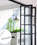 Heavy Duty Dual Spring Bifold Door Slide Guides Two Pack Forged From Rock Solid ABS Plastic Top Track Rollers featuring guides in a modern home.