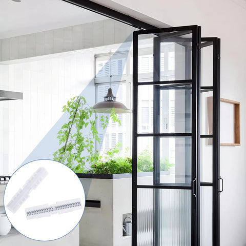 Heavy Duty Dual Spring Bifold Door Slide Guides Two Pack Forged From Rock Solid ABS Plastic Top Track Rollers featuring guides in a modern home.