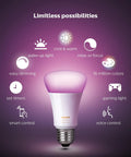2 Pack Premium Smart Light Starter Kit with 16 Million Colors bulb options and smart control icons displayed.