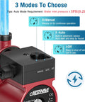 2 In 1 Hot Water Recirculating Pump 125W 110V Pressure Booster with mode selection dial and water flow indicators.