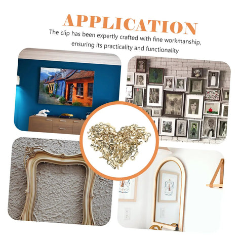 Heavy Duty Iron Picture Frame Backing Clips Featuring Quick Turn Button Fasteners And All Included Mounting Screws For Hanging Wall Photos Artwork Crafts Straight Up No Sweat displayed with framed photos.