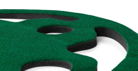 Close-up of putting hole on Indoor Putting Green For Home Golf Practice With Realistic True Roll, Three Cups And Workable Bunkers