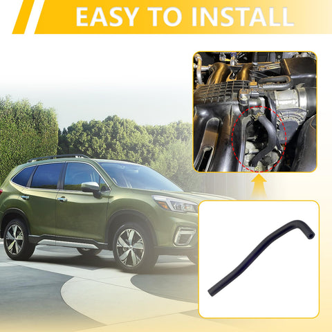 Subaru SUV next to engine showing Subaru Vacuum Hose PCV Valve Replacement for Forester 2.5L 2011-2016 and Crosstrek 2.0L 2015-2017