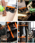 Four Piece Hardware Organizer Set With Three Different Sized Boxes For Bolts Screws Nails Nuts And Small Parts Built Tough In Black And Orange PP Plastic For Your Garage And Workshop