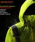 Mens Top Shelf High Visibility Reflective Jacket Waterproof Winter Work Parka Built Like A Tank Ansi Class 3. Close-up of hood and water resistance.