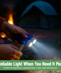 Person using Hand Crank Emergency Flashlight Pack 12 Units Rechargeable Crank Light With Dual LED Beams at campsite
