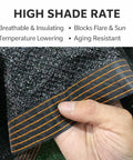 Hand holding 14Ft Trampoline Shade Cover With Six Poles For Round Trampoline Sun Protection showing breathable mesh fabric detail.