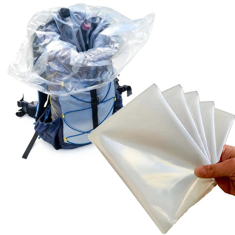 Heavy Duty Nylon Pack Liner Bags 20 By 36 Inch 10 Pack Thick Five Point Five Mil Clear Liners Built For Backpacking