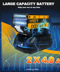 Large capacity 4.0 Ah battery for One Half Inch Cordless Impact Wrench With Brushless Motor, showing charge progress