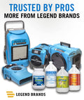 Legend Brands industrial air filtration systems and cleaning solutions with DrizAir 1200 dehumidifier and various cleaning products.