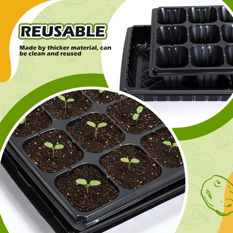 Seed Starter Kit With Dome Trays 21 Cell Plug Trays And 1020 Flat Trays No Holes Includes 100 Plant Tags For Nursery Germination