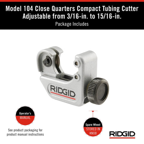 Close Quarters Tubing Cutter For Three Sixteenth To Fifteen Sixteenth Inch Tubes, Lightweight Pro Grade Tool With Knurled Wheel, Easy Cut Pressure, Cuts Copper, Aluminum, Brass And Plastic In Tight Spaces